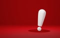 White exclamation mark symbol over large hole on red background Royalty Free Stock Photo