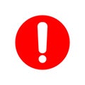 White exclamation mark symbol on red circle