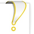 White exclamation mark with yellow border