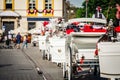 White excursion carriages on the Krakow square