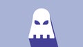 White Executioner mask icon isolated on purple background. Hangman, torturer, executor, tormentor, butcher, headsman