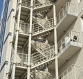 White external metal emergency staircase on building Royalty Free Stock Photo