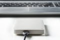 White external portable USB hard drive Royalty Free Stock Photo