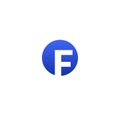 White F letter icon on a blue round background