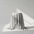 White fabric draped over a round object casting shadows on a white surface Royalty Free Stock Photo