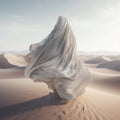 White fabric fluttering like nomadic spirits in the Bedouin desert.