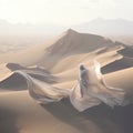 White fabric fluttering like nomadic spirits in the Bedouin desert.