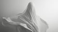 White fabric ghostly figure in motion on plain background, flowing textures and ethereal form. Halloween and Royalty Free Stock Photo