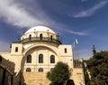 White facade famous restored Hurva Synagogue. Jerusalem,