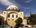 White facade famous restored Hurva Synagogue. Jerusalem