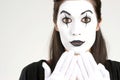 Speak no Evil Female Clown White Face Makeup