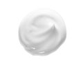 White face cream swirl swatch isolated. Body lotion drop. Cosmetic makeup product sample on white background