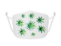 White Face Mask with virus cells. Coronavirus protection concept. Fabric reusable medical mask for doctors and patients