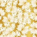 White fantasy flowers on a gold background Royalty Free Stock Photo