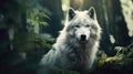 white fantasy wolf, the hero of a captivating novel, AI Royalty Free Stock Photo