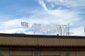 White fashion on clothes line against blue sky Royalty Free Stock Photo