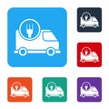 White Fast round the clock delivery by car icon isolated on white background. Set icons in color square buttons. Vector Royalty Free Stock Photo