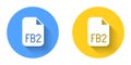 White FB2 File icon isolated with long shadow background. Circle button. Vector Royalty Free Stock Photo