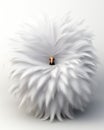 a white feather ball with a gold button in the center. generative ai Royalty Free Stock Photo