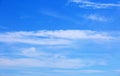 White feather clouds on a beautiful blue sky Royalty Free Stock Photo