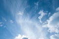 White feathered clouds in the blue sky Royalty Free Stock Photo