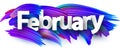 February banner with blue brush strokes. Royalty Free Stock Photo