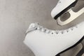 White female figure skates on a light background Royalty Free Stock Photo