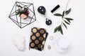 White feminine tabletop flatlay Royalty Free Stock Photo