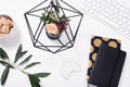 White feminine tabletop flatlay Royalty Free Stock Photo