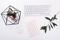 White feminine tabletop flatlay Royalty Free Stock Photo