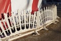 White fence. Small fence made of wood at fair Royalty Free Stock Photo