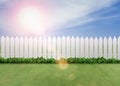 White fences on green grass Royalty Free Stock Photo