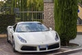 White Ferrari car in Sirmione Italy.