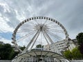 White ferris wheel in a park in Budapest. Hungary