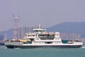 White ferryboat in coastal area of Xiamen, China
