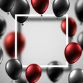 White festive background with square frame and black and red shi