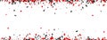 White festive banner with red and black paper confetti. Royalty Free Stock Photo