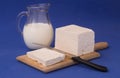 White feta cheese and milk Royalty Free Stock Photo
