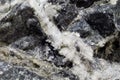 White fibers of asbestos mineral in stone, Royalty Free Stock Photo