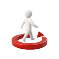 Person Walking in a Circle Red Arrow, 3D Render Royalty Free Stock Photo