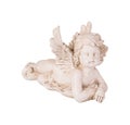 White figurine of an angel on a white background isolated