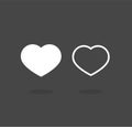 White Fill Heart Icons on the Dark Background. Web Heart Icons. UI.UX Vector.