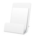 White Filled POS POI Cardboard Blank Empty Show Box Holder For Advertising Fliers, Leaflets Or Products. Royalty Free Stock Photo