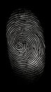 a white fingerprint on a dark black background