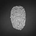 White Fingerprint icon on modern black background. Vector illustration. Royalty Free Stock Photo