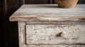 Rustic Impressionism: Close-up Of Vintage Cotton Nightstand