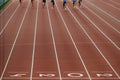 2024 in white on finish line red running track Royalty Free Stock Photo