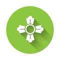 White Firefighter icon isolated with long shadow. Green circle button. Vector Royalty Free Stock Photo