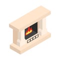 White fireplace isometric 3d icon Royalty Free Stock Photo
