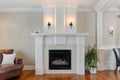 White fireplace in luxury home Royalty Free Stock Photo